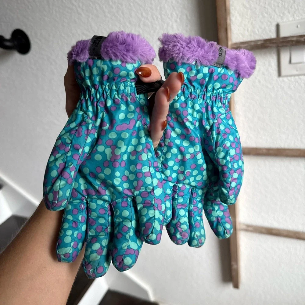 The North Face Mossbud Swirl Fleece Lined Water Resistant Gloves girls sz: Med